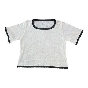 White Eyelet CropTop with Black Accents
